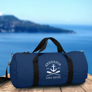 Sac De Sport Nautical Lake House Famille Ancre Oars Marine Bleu