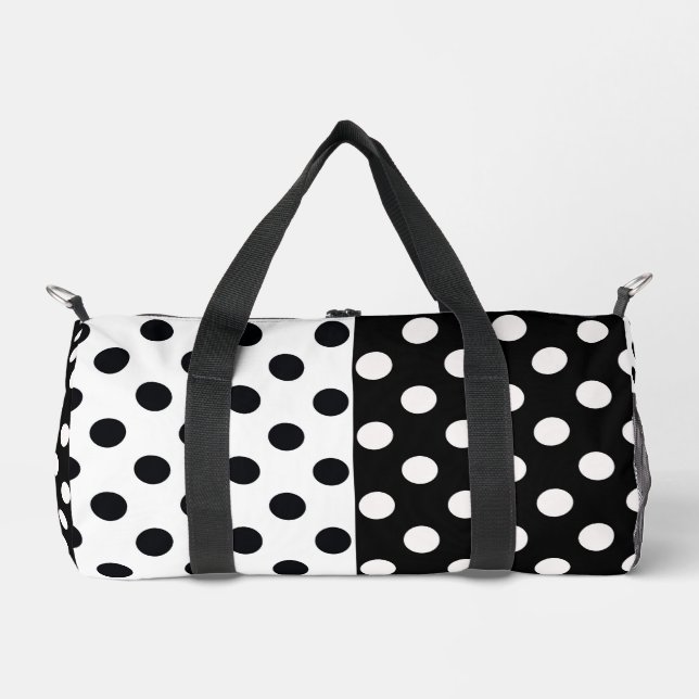 Sac De Sport Noir Blanc demi-couleur fractionné en Pois Inverse (Recto)