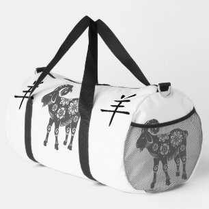 Sac De Sport Noir, Blanc, Gris, Année de la chèvre Zodiaque chi