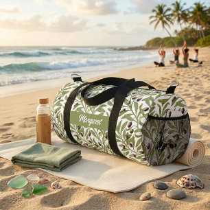 Sac De Sport Nom de branche d'olive Monogramme Vert Sauge
