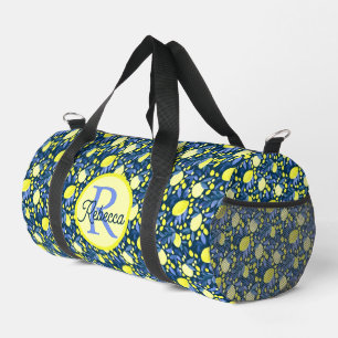 Sac De Sport Nom de monogramme chic méditerranéen feuille de ci