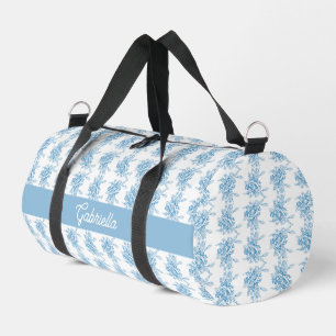 Sac De Sport Nom de motif floral Toile de Jouy bleue