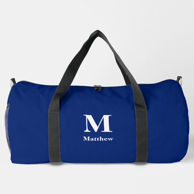 Sac De Sport Nom du monogramme personnalisé bleu (Verso)