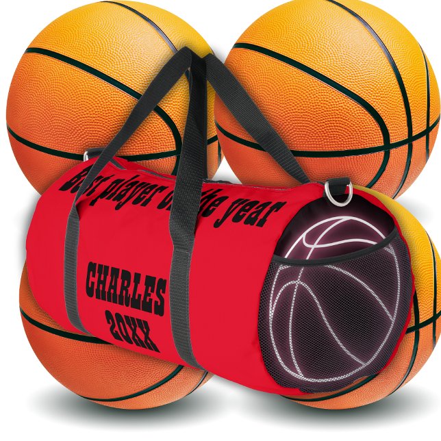 Sac De Sport Nom et texte monogrammes en rouge/noir | (Créateur téléchargé)