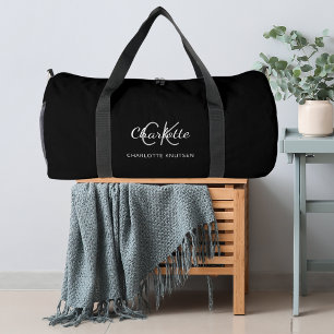 Sac De Sport Nom initial du monogramme noir blanc