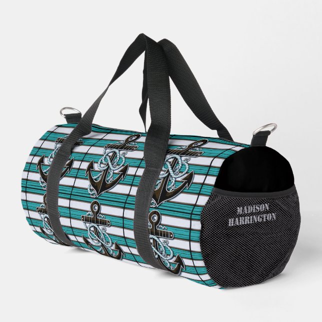 Sac De Sport Nom personnalisé Ancre nautique (Coin droit)