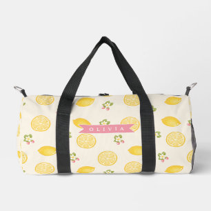Sac De Sport Nom personnalisé floral citron été personnalisé