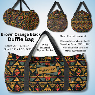 Sac De Sport Nom, Rouge Noir Orange Brown Géométrique Abstraite
