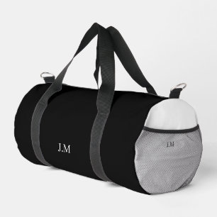 Sac De Sport Noms d'initiales de couleur unie duo noir et blanc