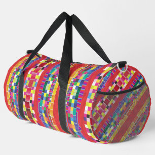 Sac De Sport nuances rouges, bandes et pixels colorés