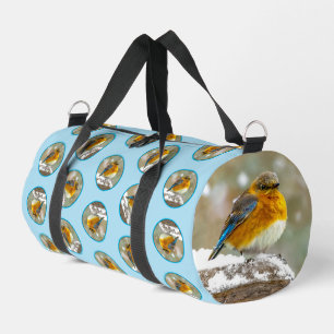 Sac De Sport Oiseau bleu de l'Est dans l'orage de neige Photo o