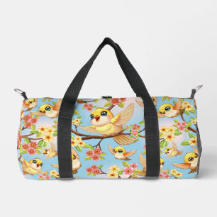 Sac De Sport Oiseaux mignons et heureux parmi les fleurs du pri