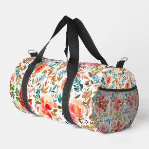 Sac De Sport Orange rouge coloré rose fleuri été