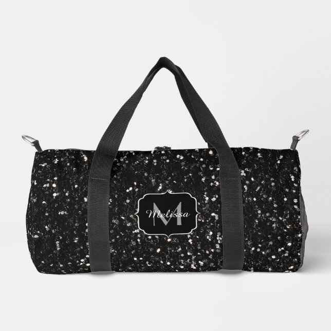 Sac De Sport Paillettes scintillantes noir et blanc Monogramme (Recto)