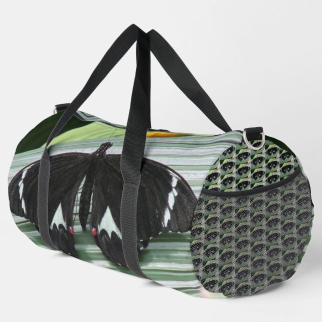 Sac De Sport Papillon tropical noir et blanc (Coin droit)