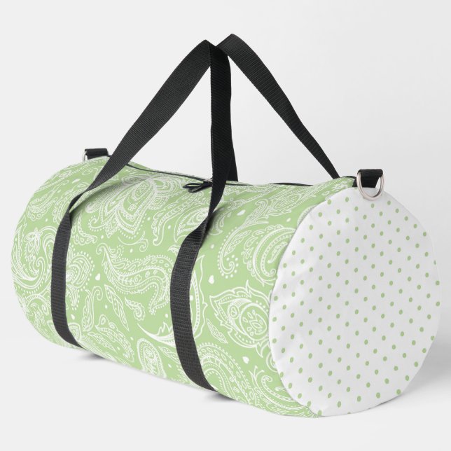 SAC DE SPORT PASTEL GREEN ELABORATE PAISLEY MOTIF & POTS (Coin gauche)