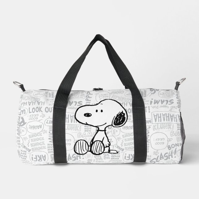 Sac De Sport PEANUTS | Snoopy on Black White Comics (Recto)