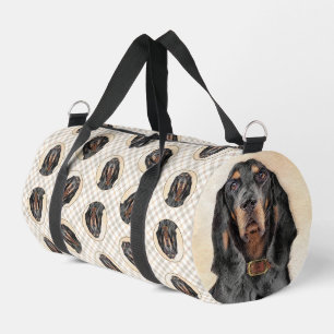 Sac De Sport Peinture de chien originale en noir et Tan
