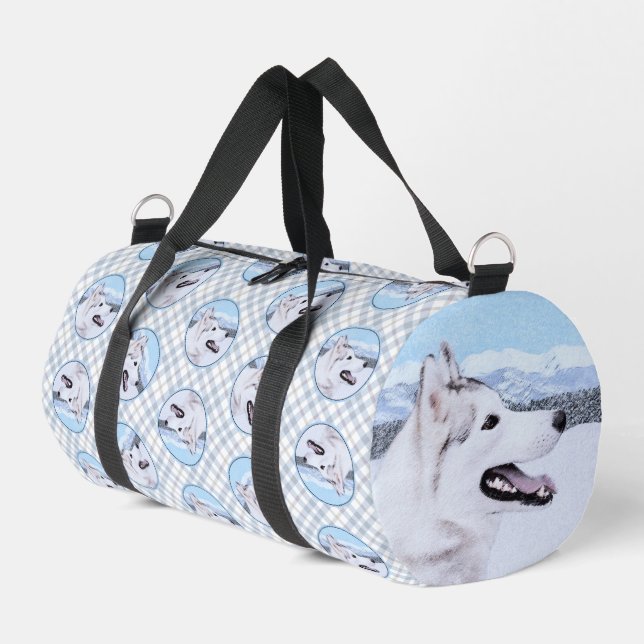 Sac De Sport Peinture sibérienne Husky Argent et Chien blanc Ar (Coin gauche)