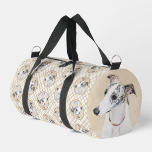 Sac De Sport Peinture Whippet Brindle Blanc Original Chien Art