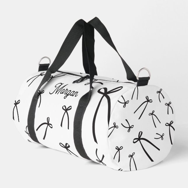 Sac De Sport Personalized Bow Pattern Chic Black & white (Coin gauche)