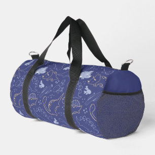 Sac De Sport Petits dinosaures bleus et or