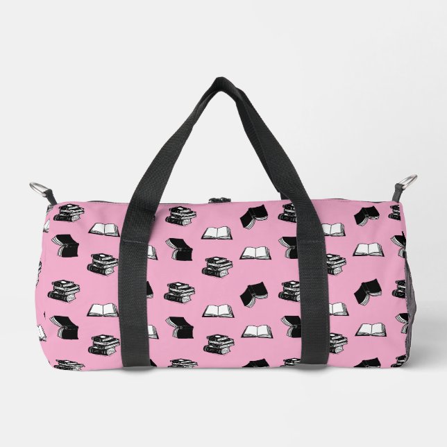 Sac De Sport Pink Modern Boish Bibliophile Motif de livre (Recto)