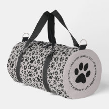 Poches de chien noir et blanc Pointe Polka sur gri