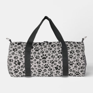 Sac De Sport Poches de chien noir et blanc Pointe Polka sur gri
