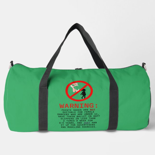 Sac De Sport Pointe Chaussures Avertissement Sea Green (Recto)