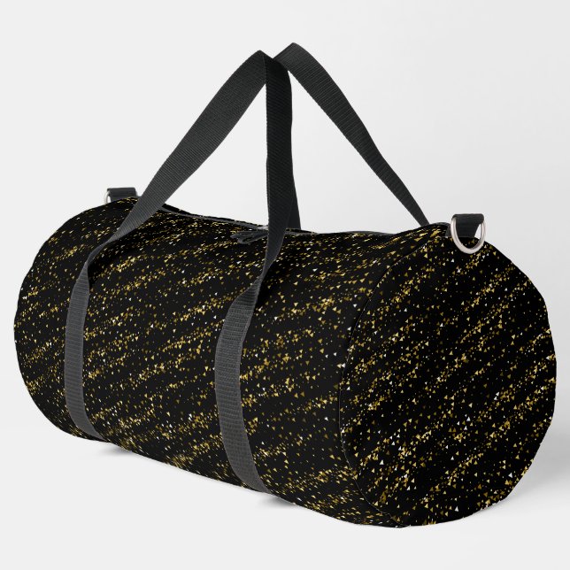 Sac De Sport Points de Triangle Doré Fond Noir Luxe Brillant (Coin gauche)