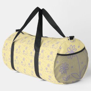 Sac De Sport Pois et marguerites 2 - Pastel Jaune et Violet