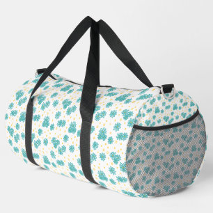 Sac De Sport Pois et marguerites - Turquoise et Jaune