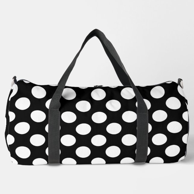 Sac De Sport Pois noirs et blancs, Motif Polka (Recto)