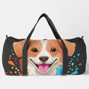 Sac De Sport Portrait d'un chien mignon avec des couleurs fluid