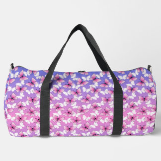Sac De Sport Preety Pink and White Butterfly Pattern Duffel Bag