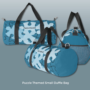 Sac De Sport Puzzle amusant personnalisé Nom Devise Bleu