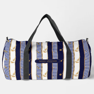Sac De Sport Rayures Nautiques Chaînes Dorées Ancre Voyage de L