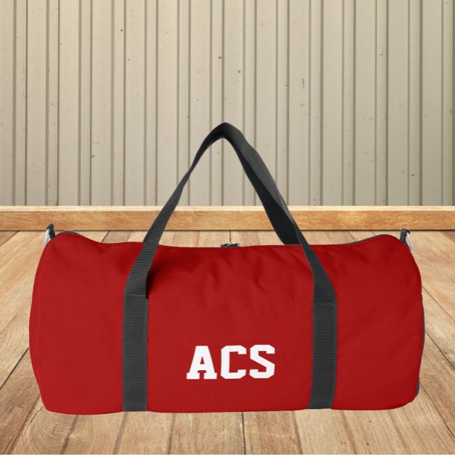 Sac De Sport Red and White School Colors with Letters (In Situ)