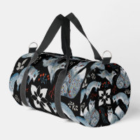 Renards bleus stylisés avec des motifs floraux com