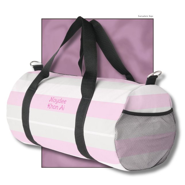 Sac De Sport Rhythm Stripes Horizontal Lines Grey Pink White (Créateur téléchargé)
