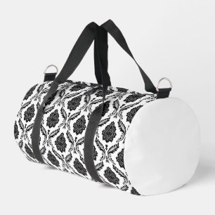 Sac De Sport Rococo Damassé Rpt Motif Noir sur Blanc