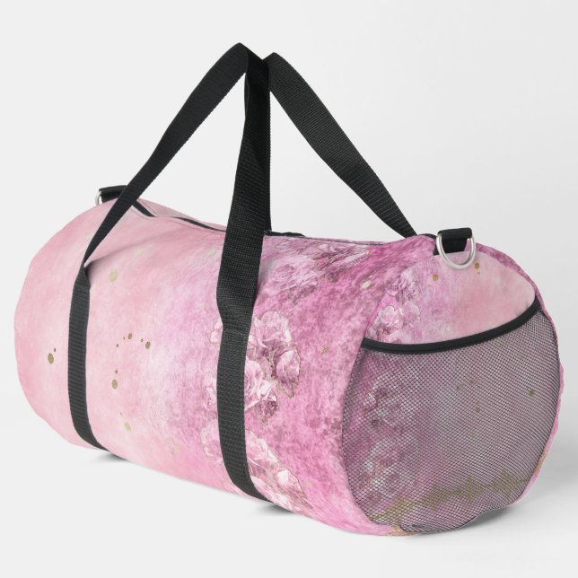 Sac De Sport Rose baroque Damask Grunge - Duffel (Coin droit)