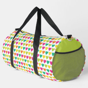 SAC DE SPORT ROSE CLAIRE ORANGE JAUNE COEURS VERT