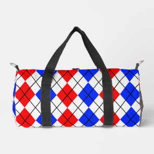 Sac De Sport Rouge Bleu Blanc Jacquard Diamant Motif Design