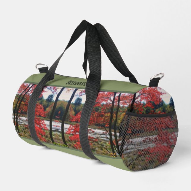 Sac De Sport Rouge Foliage d'automne marais Personnalisé (Coin droit)