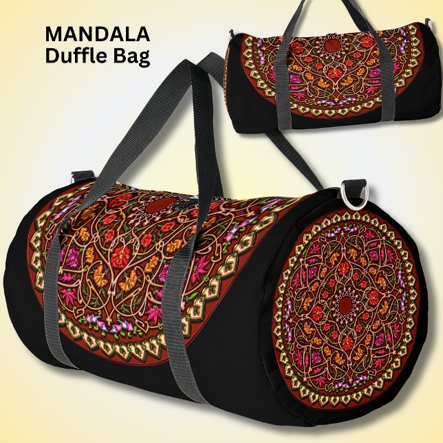 Sac De Sport Rouge Mandala Rouge or brillant sur noir (Créateur téléchargé)