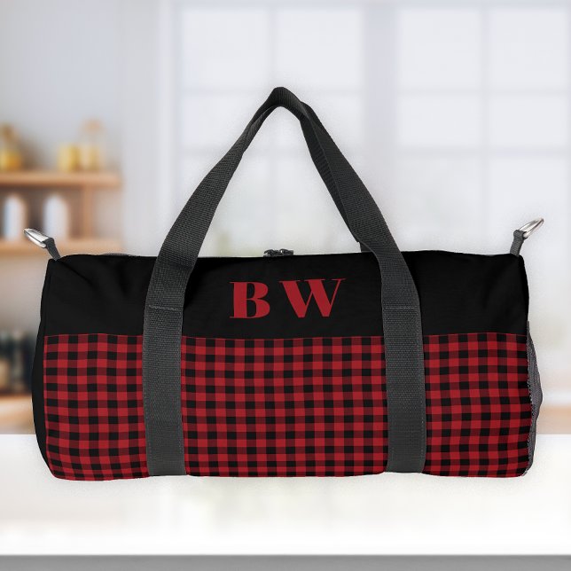 Sac De Sport Rouge noir Buffle chèque plaqué monogramme gras (Créateur téléchargé)