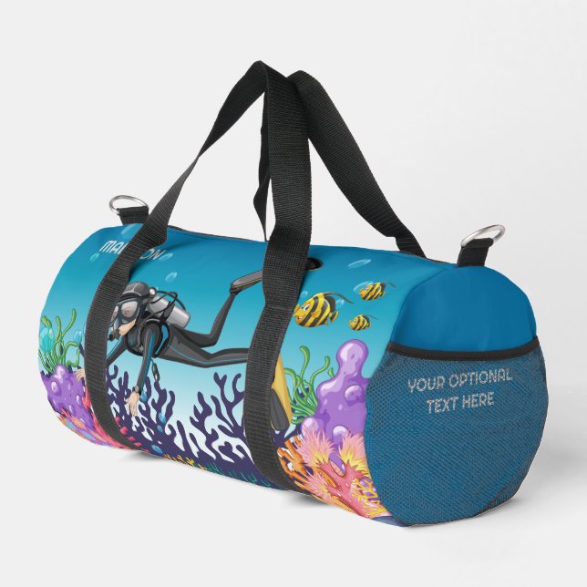 Sac De Sport Scuba Diver nom personnalisé (Coin droit)
