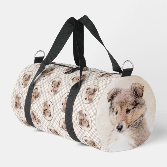 Sac De Sport Shetland Sheepdog Puppy Peinture Sheltie Chien Art (Coin gauche)